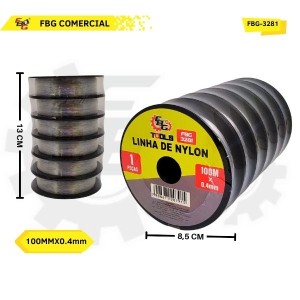 FBG-3281 LINHA DE NYLON C/6 UNID 0,4MMX100M