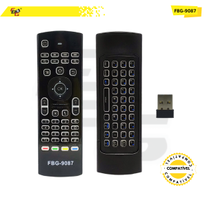 9087 CONTROLE  COMPATÍVEL C/AIR MOUSE MINI TECLADO E MOUSE UNIVERSAL SMART TV / PC / TV BOX / PLAYSTATION / XBOX